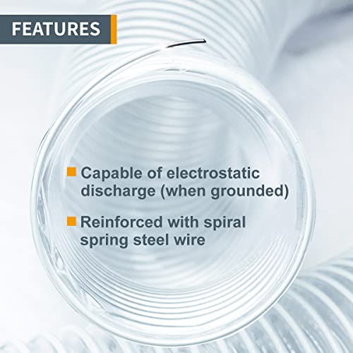 POWERTEC خرطوم جمع الغبار POWERTEC 2-1/2" x 20' ، خرطوم جمع الغبار مرن PVC بقطر 2.5 بوصة لطاولة المنشار ، المنشار الشريطي ، طاولة الراوتر ، آلة الصنفرة الحزامية ، النجارة و المرآب ، نظام جمع الغبار لمتجر الخشب (70144) - Image 5