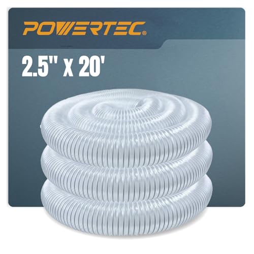 POWERTEC خرطوم جمع الغبار POWERTEC 2-1/2" x 20' ، خرطوم جمع الغبار مرن PVC بقطر 2.5 بوصة لطاولة المنشار ، المنشار الشريطي ، طاولة الراوتر ، آلة الصنفرة الحزامية ، النجارة و المرآب ، نظام جمع الغبار لمتجر الخشب (70144) - Image 1