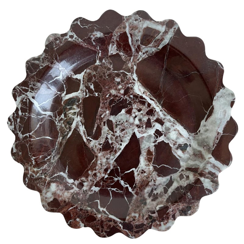 SAIDKOCC Marble Scalloped Tray Round Wave Tray Small Serving Platter for Counter Bathroom Kitchen Nightstand Jewelry Ring Dish Holder Rosa Levanto - Image 2