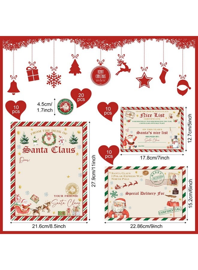 Chinco 10 Sets Christmas Official Letter From Santa Nice List Certificate For Kids Christmas Gift North Pole Letter For Mailbox Christmas Party Decorations Xmas Santa Greetings Cards (Vibrant Style) - Image 2