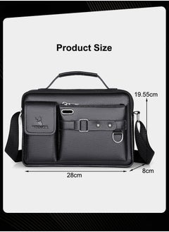 WEIXIER Men Retro Horizontal Shoulder Bag Portable Business Leather Waterproof and Wear Resistant Crossbody Bag with Adjustable Straps for Work Office Black  - Image 4