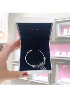 Pandora Violet Pandora Cubic Zirconia Fashion Women's 925 Silver String Ornament Snake Chain Bracelet with Set Gift  - Image 5