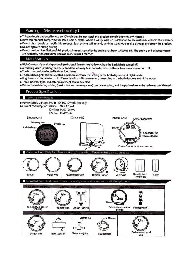 NIBEMINENT Pressure Meter Monitor Included Gauge Pod - Image 4