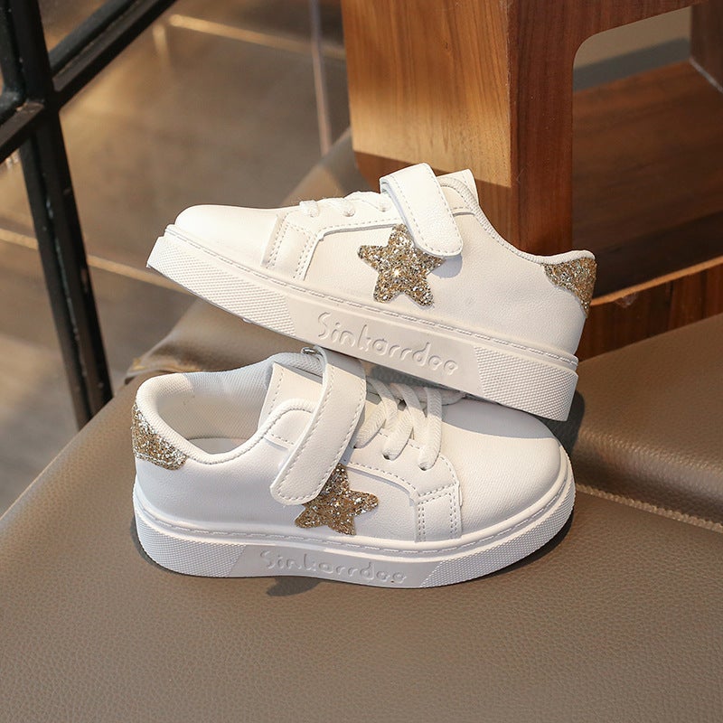 Children'S Board Shoes Sports White Shoes Bright Five-Pointed Star Men'S And Women'S Shoes - Image 1