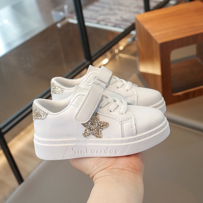 Children'S Board Shoes Sports White Shoes Bright Five-Pointed Star Men'S And Women'S Shoes - Image 4