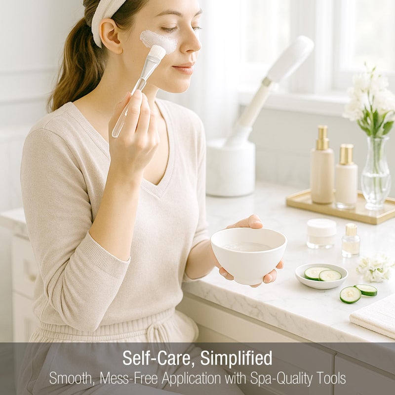 APPEARUS Facial Mask Silicone Mixing Bowl Set - 6-Piece Spa Skincare Kit with 3 Mixing Bowls, Brush & Spatulas - Reusable, Microwave & Dishwasher Safe - White - Image 5