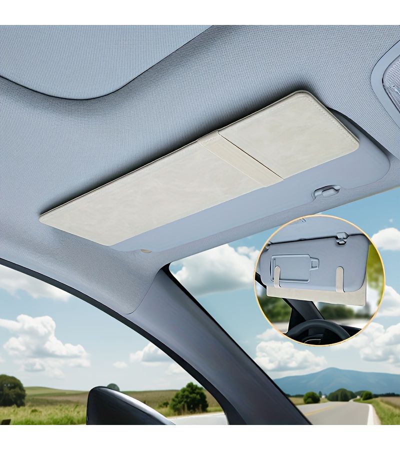 Universal Car Sun Visor Extender Classic Black Anti Glare Sunshade with Safety Buckle Closure Durable Fabric Sun Protection Comfort for Most Car Models - Image 1