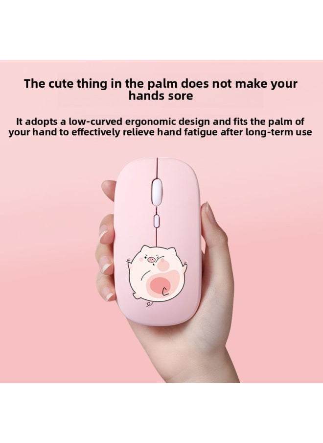 Generic - Wireless Mouse Bluetooth Mute Dual-Mode Rechargeable Mouse Laptop Office Silent Unlimited Tablet-Specifications:Elegant Pink-bluetooth Dual Template [send The Same Mouse Pad]-official Standard - Image 1