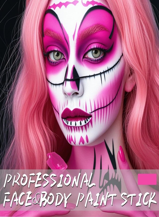 LOKFAR Pink Face Body Paint Stick, Football Baseball Eye Black Stick for Sports, Waterproof Full-Coverage Pink Face Makeup for Halloween Cheshire Cat Stage Cosplay Makeup - Image 2