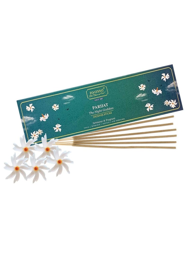 Nyassa Nyassa Parijat Incense - Premium, Hand Dipped, Hand Rolled, Highly Scented Indian Incense Sticks-50 Grams  - Image 1