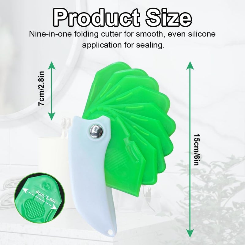 Serplex طقم أدوات السد 9 في 1 القابل لإعادة الاستخدام، أداة كشط الجص وأداة إنهاء السد للحمام والمطبخ وإغلاق النوافذ، مزيل فوهة السد متعدد الزوايا مع مقبض قابل للطي - Image 2