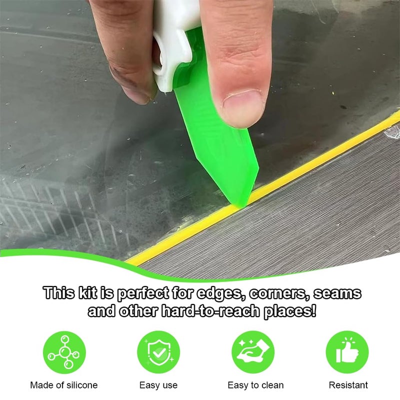 Serplex طقم أدوات السد 9 في 1 القابل لإعادة الاستخدام، أداة كشط الجص وأداة إنهاء السد للحمام والمطبخ وإغلاق النوافذ، مزيل فوهة السد متعدد الزوايا مع مقبض قابل للطي - Image 5