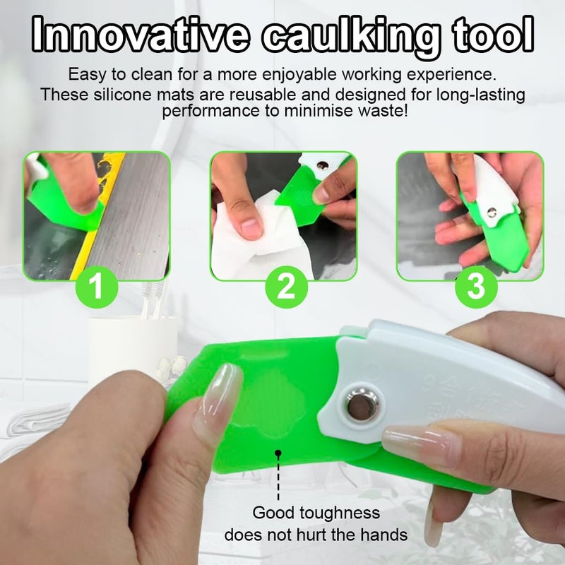 Serplex طقم أدوات السد 9 في 1 القابل لإعادة الاستخدام، أداة كشط الجص وأداة إنهاء السد للحمام والمطبخ وإغلاق النوافذ، مزيل فوهة السد متعدد الزوايا مع مقبض قابل للطي - Image 4