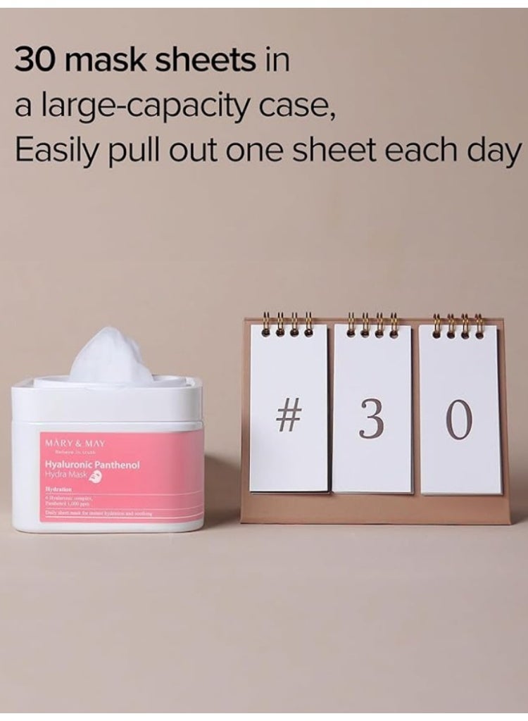 MARY & MAY Mary&May Hyaluronic Panthenol Hydra Mask 30 Sheets | Deep Hydration & Barrier Repair - Image 4
