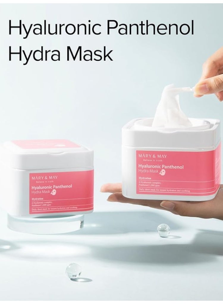MARY & MAY Mary&May Hyaluronic Panthenol Hydra Mask 30 Sheets | Deep Hydration & Barrier Repair - Image 3