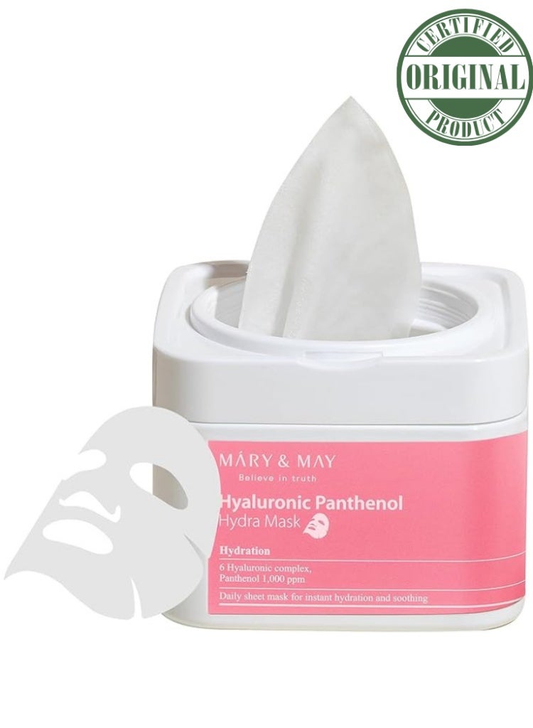 MARY & MAY Mary&May Hyaluronic Panthenol Hydra Mask 30 Sheets | Deep Hydration & Barrier Repair - Image 1