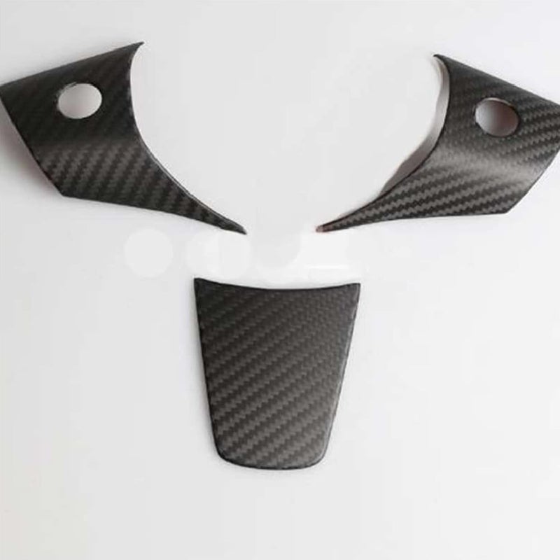 QASULER Carbon Fiber Steering Wheel Decoration Set for Tesla Model 3 - Image 2