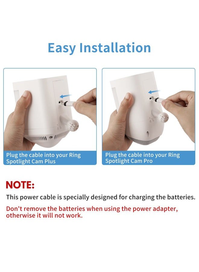 ALERTCAM Power Adapter for Ring Spotlight Cam Plus/Pro (Battery), with 25Ft/7.5m Flat Weatherproof Outdoor Cable Continuously Power Your Ring Camera - White - Image 4