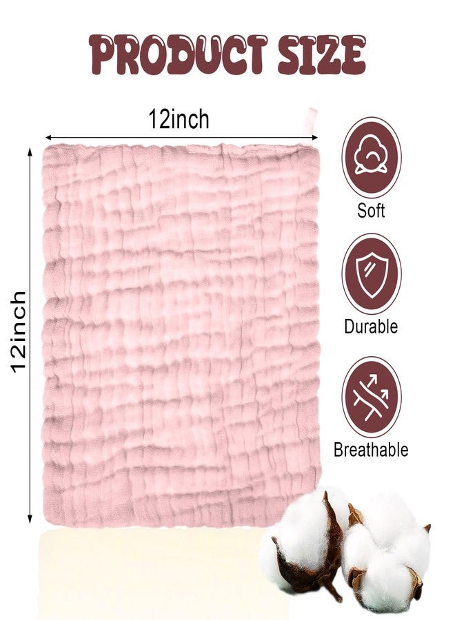 Breling 20 Pcs Baby Muslin Washcloth 12 x 12 Inch 100% Cotton Soft and Absorbent Muslin Washcloth Burp Cloth Wipe Newborn Face Towel for Baby Boy Girl Sensitive Skin(Pink, Bean Paste, Dark Pink) - Image 2