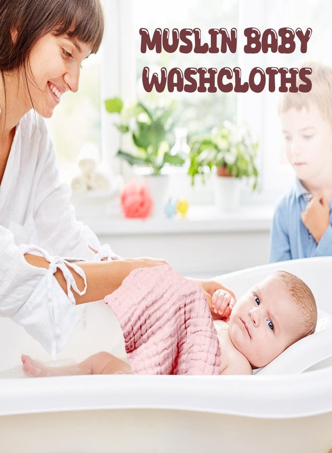 Breling 20 Pcs Baby Muslin Washcloth 12 x 12 Inch 100% Cotton Soft and Absorbent Muslin Washcloth Burp Cloth Wipe Newborn Face Towel for Baby Boy Girl Sensitive Skin(Pink, Bean Paste, Dark Pink) - Image 5