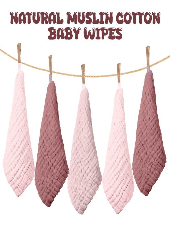 Breling 20 Pcs Baby Muslin Washcloth 12 x 12 Inch 100% Cotton Soft and Absorbent Muslin Washcloth Burp Cloth Wipe Newborn Face Towel for Baby Boy Girl Sensitive Skin(Pink, Bean Paste, Dark Pink) - Image 4