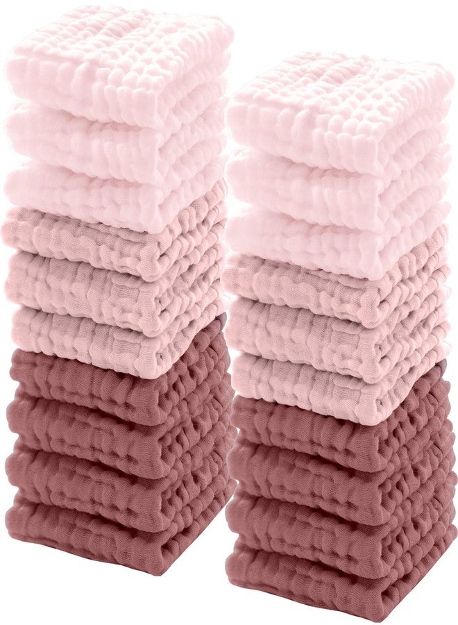 Breling 20 Pcs Baby Muslin Washcloth 12 x 12 Inch 100% Cotton Soft and Absorbent Muslin Washcloth Burp Cloth Wipe Newborn Face Towel for Baby Boy Girl Sensitive Skin(Pink, Bean Paste, Dark Pink) - Image 1