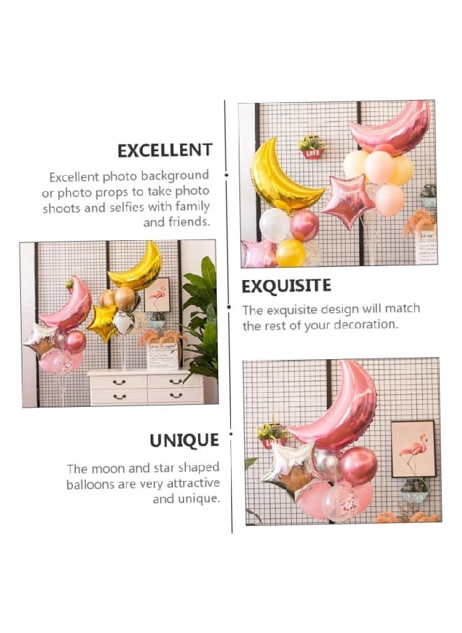 Hi Moon 1 Set Pink Aluminum Foil Balloons Wedding Decor Party Balloons Decorative Balloon Moon Star Shape  - Image 5