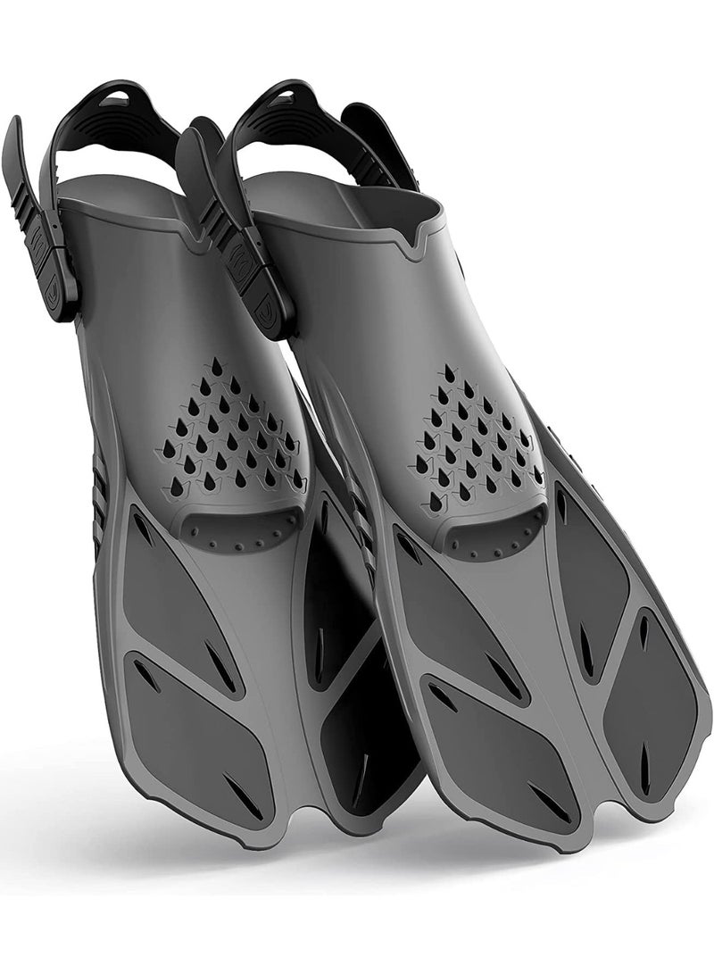 Relex Snorkel Fins Adjustable Buckles Open Heel Swim Flippers Travel Size Short Swim Fins for Snorkeling Diving Swimming Adult Men Womens (L) - Image 1