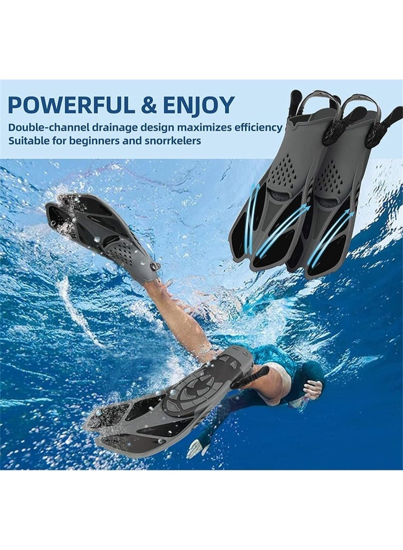 Relex Snorkel Fins Adjustable Buckles Open Heel Swim Flippers Travel Size Short Swim Fins for Snorkeling Diving Swimming Adult Men Womens (L) - Image 4