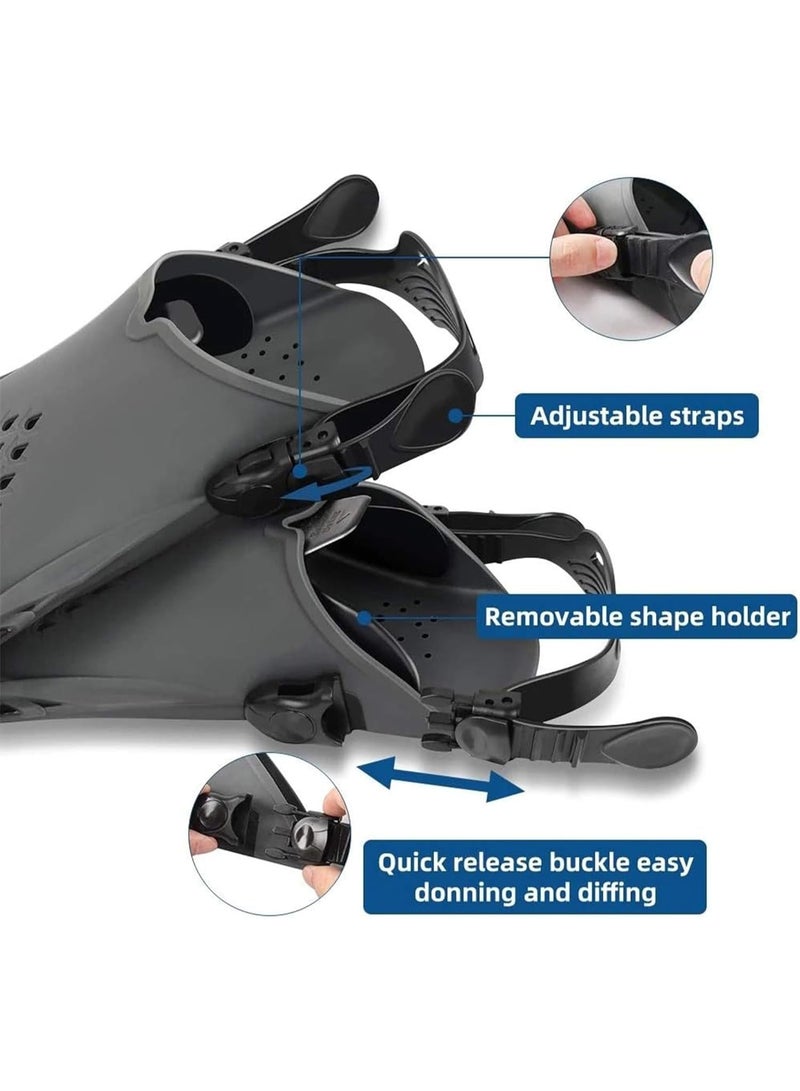 Relex Snorkel Fins Adjustable Buckles Open Heel Swim Flippers Travel Size Short Swim Fins for Snorkeling Diving Swimming Adult Men Womens (L) - Image 3