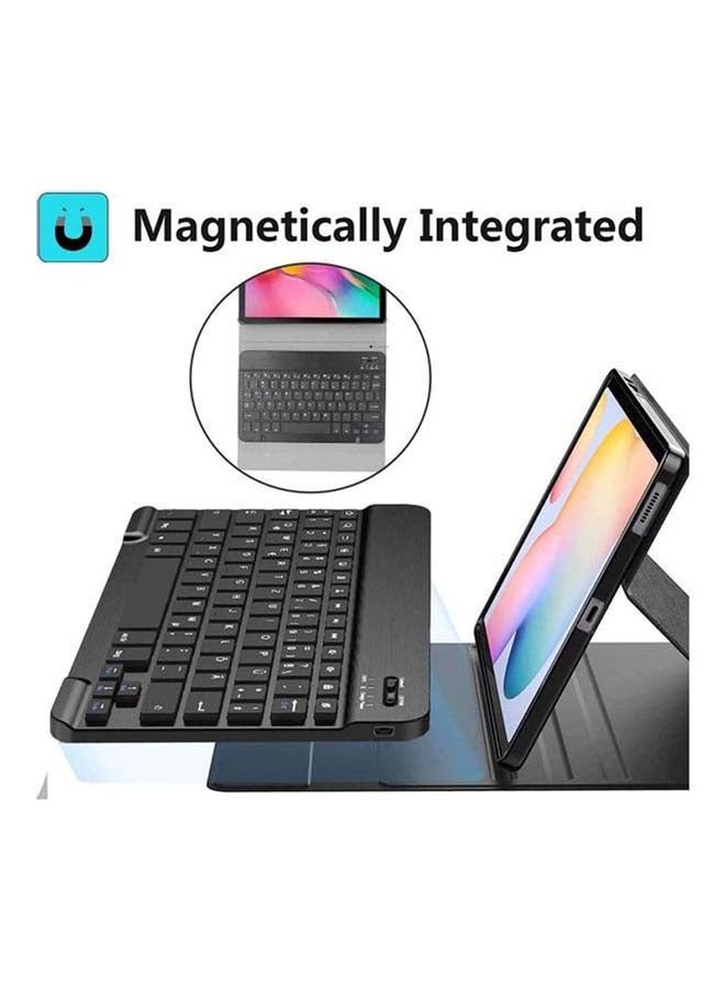 NIBEMINENT Protective Leather Folio Cover With Detachable Magnetically Wireless Bluetooth Keyboard For Samsung Tab S6 Lite black  - Image 1