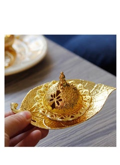 Y&D Muslim Middle East Arabic Golden Silver Leaf Tray Aromatherapy Censer Arabian Ramadan Incense Burner  - Image 1