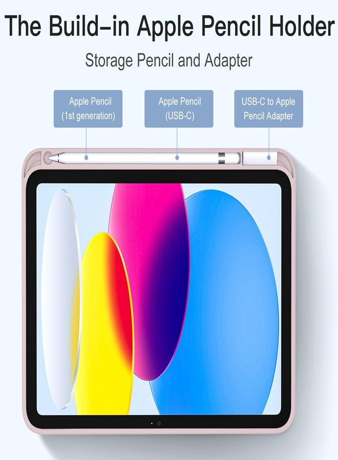 Akkerds جراب Akkerds متوافق مع iPad (A16) الجيل الحادي عشر 11 بوصة 2025، وجراب iPad الجيل العاشر 10.9 بوصة 2022 مع حامل قلم، غطاء حماية ثلاثي الطي رفيع مع ظهر TPU ناعم، وردي - Image 4