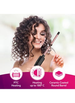 AGARO AGARO Round Chopstick Curler, With 10 MM Barrel, Rod, Tong, Chopstick Round Hair Curler, Ceramic Coated Plates, Cool Touch Tip, Fast Heating, For Men Women, Maggie Curl, Styling (HC7017, Rose Gold & Black).  - Image 2