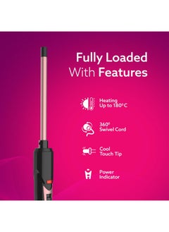 AGARO AGARO Round Chopstick Curler, With 10 MM Barrel, Rod, Tong, Chopstick Round Hair Curler, Ceramic Coated Plates, Cool Touch Tip, Fast Heating, For Men Women, Maggie Curl, Styling (HC7017, Rose Gold & Black).  - Image 4