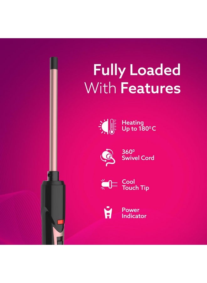 AGARO AGARO Round Chopstick Curler, With 10 MM Barrel, Rod, Tong, Chopstick Round Hair Curler, Ceramic Coated Plates, Cool Touch Tip, Fast Heating, For Men Women, Maggie Curl, Styling (HC7017, Rose Gold & Black).  - Image 4