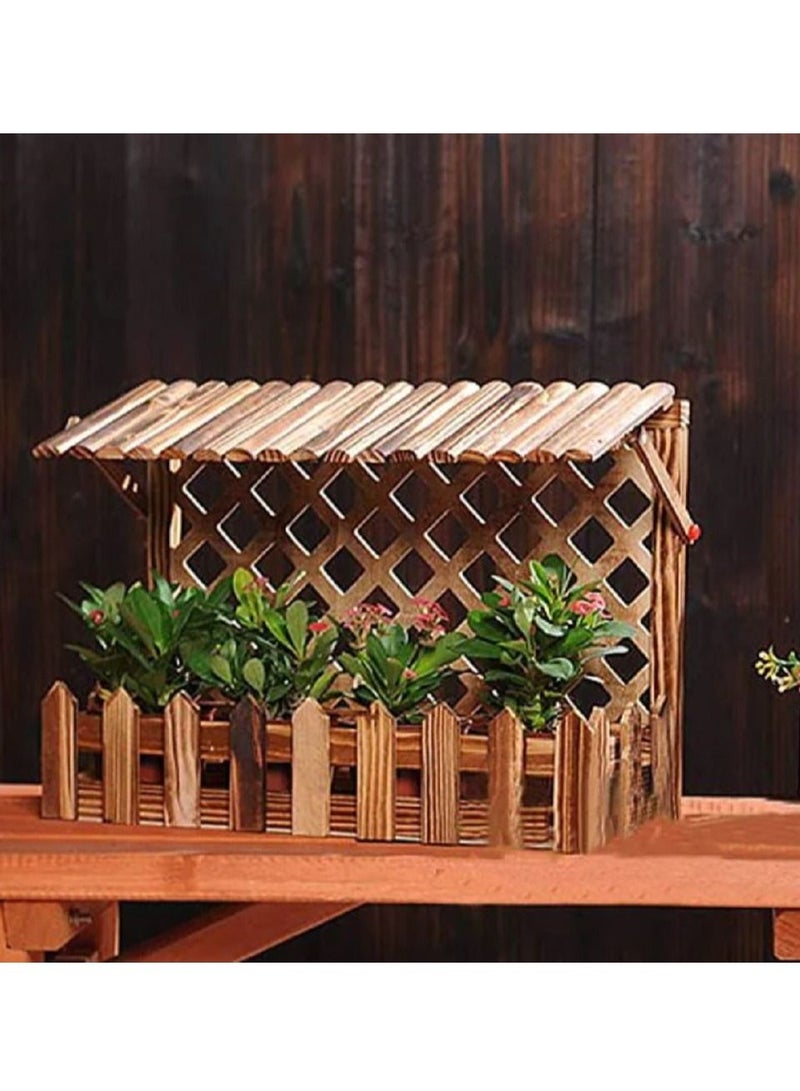 DubaiGallery Wooden Wall Hanging Planter Flower Pot Basket Vase Plant Holder Decorative Artificial Plants Flowers Pot Wood Planter - Image 1