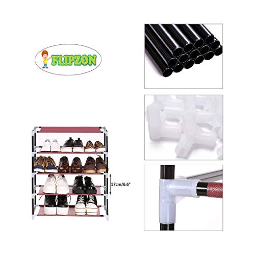 Flipzon Iron and Fabric Multi-Purpose Shoe Rack, 4-5 Shelf/Tier, Organiser - Maroon(Make in India) - Image 2