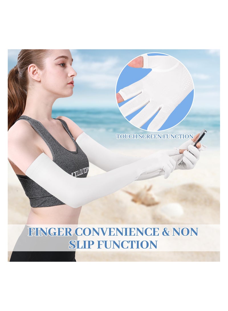 SYOSI 2 Pairs UV Sun Protection Gloves Arm Sun Driving Gloves Non Slip Touchscreen Sun Protection Gloves Sunblock Gloves Outdoor Fishing Driving Gloves - Image 2