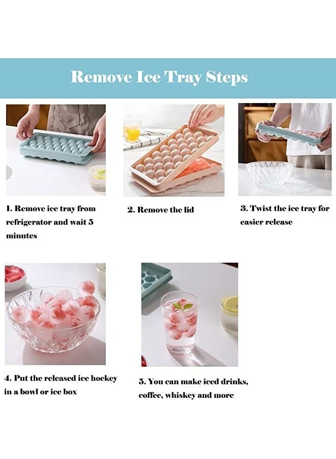 Arabest Ice Cube Tray with Lid and Bin, 3 Pack Ice Trays for Freezer, 99PCS Ice Ball Maker Mold, Round Ice Cube, Mini Circle Ice Cube Tray with Container, Scoop- Easy Release for Whiskey, Cocktail, Coffee - Image 3