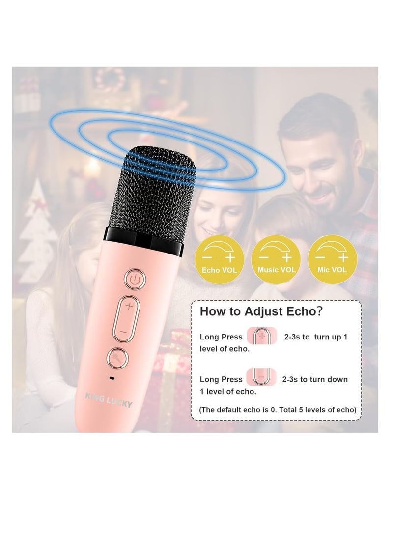 Kids Karaoke Microphone Machine Wireless Mini Portable Bluetooth Speaker Music Toys Fun Birthday Gifts for Girls, Boys & Toddlers for Singing Birthday - Pink - Image 3