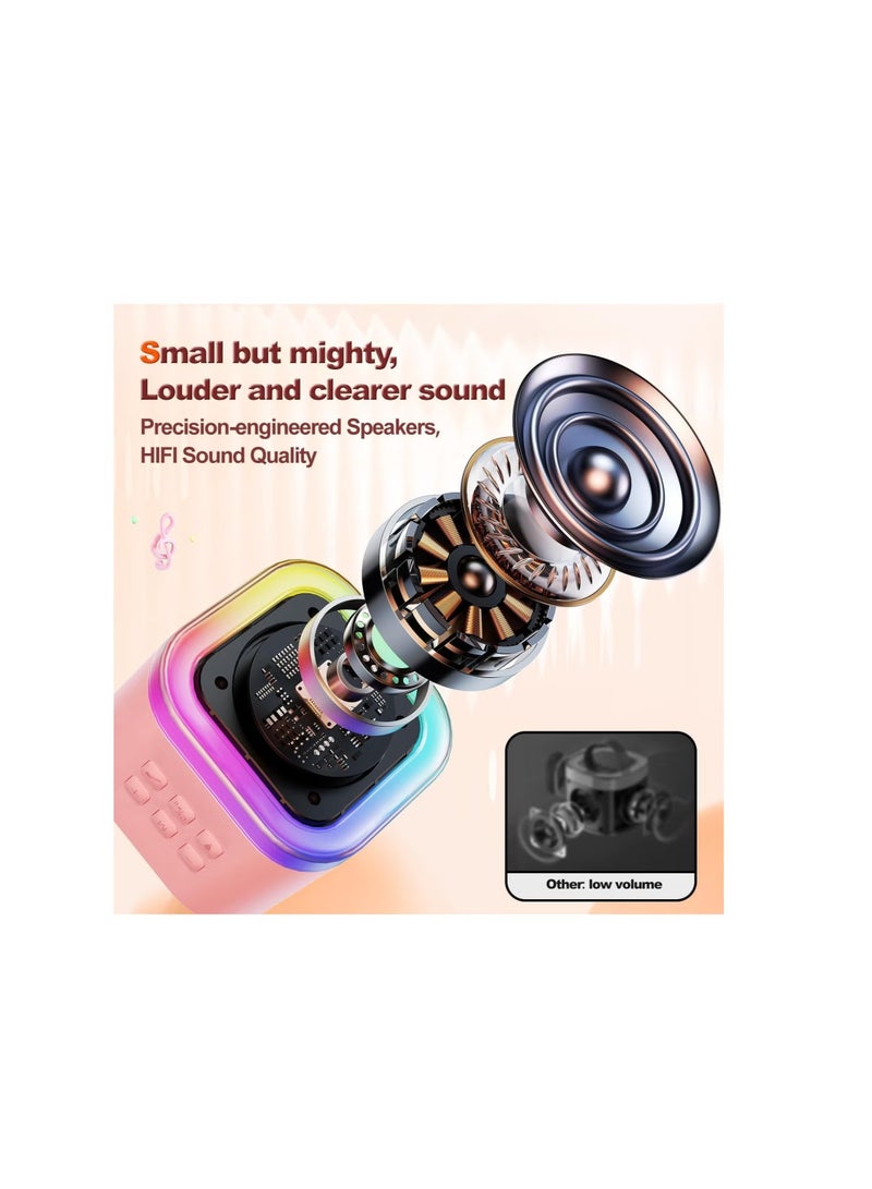 Kids Karaoke Microphone Machine Wireless Mini Portable Bluetooth Speaker Music Toys Fun Birthday Gifts for Girls, Boys & Toddlers for Singing Birthday - Pink - Image 5
