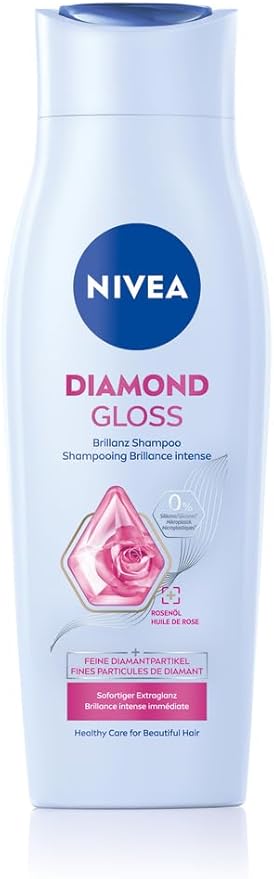 Nivea شامبو نيفيا دايموند جلوس - شامبو مغذي للشعر مع جزيئات الماس وزيت الورد - شامبو عناية مكثفة للشعر الجميل اللامع طبيعياً 250 مل - Image 1