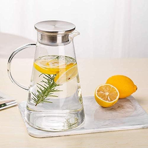 ConvertKitchen 1800 ML Water Juice Jug Pot, Stainless Steel Air Tight Cap,Transparent Borosilicate Glass (Set of 1)  - Image 2