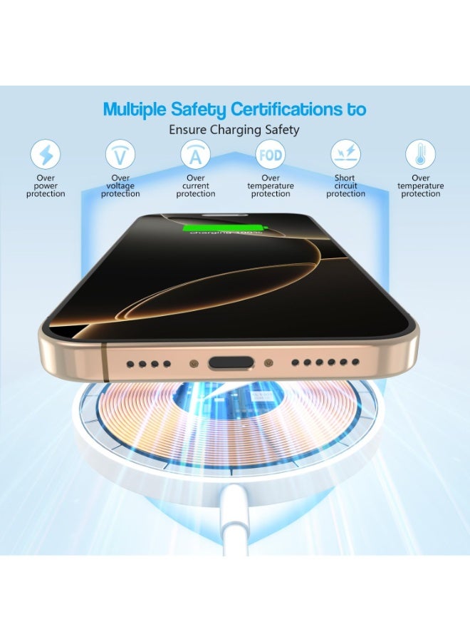 أثير شاحن MagSafe معتمد MFI/UACK شحن سريع لاسلكي مغناطيسي USB C 15 وات معتمد iPhone 17/17 Air/16 Pro Max/16 Plus/15 Pro Max/14/13/12 AirPods 2/3/Pro للاستخدام اليومي والسفر والهدية - Image 4