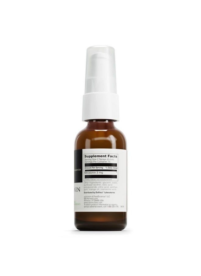 Davinci - DAVINCI Labs Liposomal Melatonin Spray - Sleep Support Supplement - Bedtime Spray with 3mg Melatonin Per Serving, Fast-Acting Formula, Promotes Restful Sleep* - 30 mL - Image 1