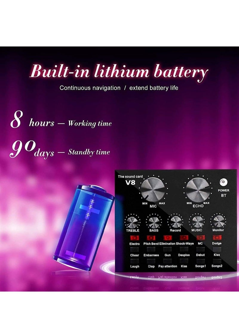 ELTRAZONE Microphone,Live Sound Card & BM800 Suspension Microphone Kit Broadcasting Recording Condenser Microphone Set Intelligent Volume Audio Mixer Sound Card for Computer PC Live Sound - Image 5