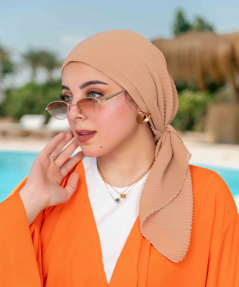 كايان طرحة ساتان أرماني بليسيه شيفون مربعة بتصميم مميز - متعدد الألوان - Image 3