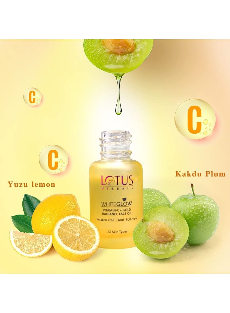 Lotus Herbals WhiteGlow Vitamin C And Gold Radiance Face Oil For Dull Dry Skin Intense Hydration 15ml  - Image 2