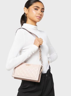 GUESS Abey Multi Compartment Shoulder Bag, White Logo Multi, One